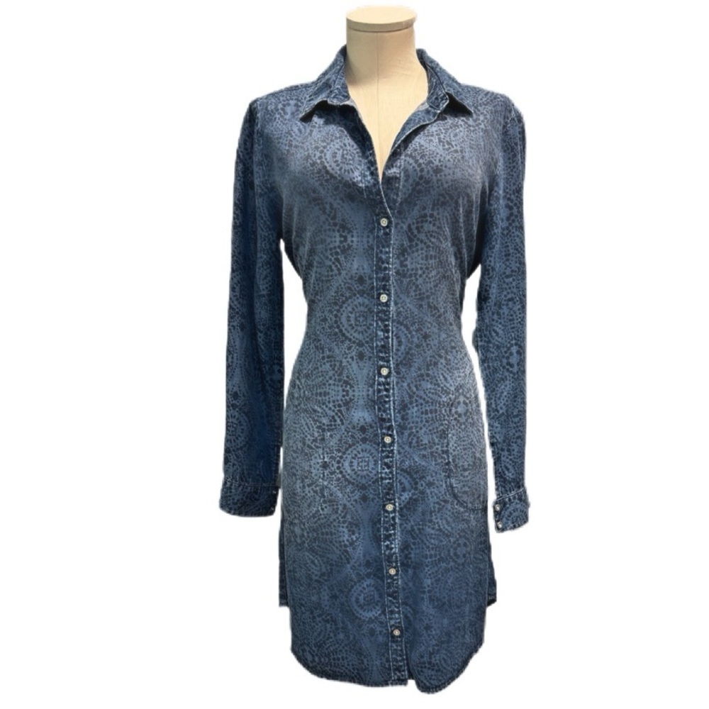 Cloth and Stone Anthropologie Belted Blue long sleeve Button-Up Shirt Dress